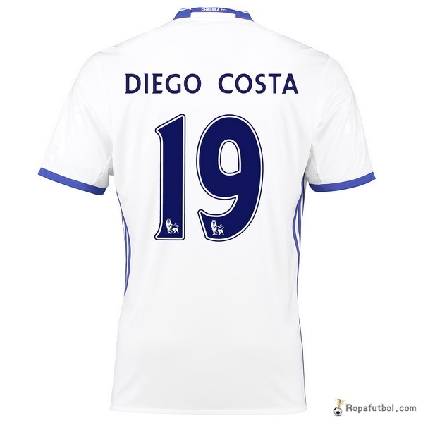 Camiseta Chelsea Replica Tercera Ropa Diego Costa 2016/17 Blanco